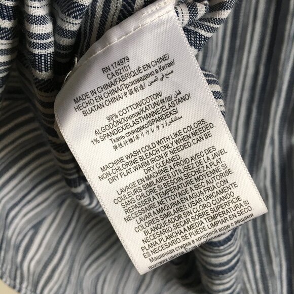 BCBGmaxazria Blue and White Striped Bell Sleeve Cotton Dress - Picture 11 of 16